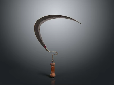 Traditional Curved Blade Tool With Wooden Handle And Metal Edge 3d model
