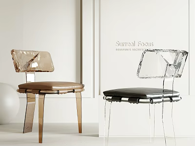 Modern Single Chair Design With Transparent Acrylic And Brown Metal Frame Furniture Art 3d model