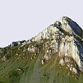 Garden Landscape Featuring Rocky Mountain Peaks And Lush Green Natural Slopes