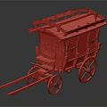 Traditional Wooden Horse-Drawn Carriage With Spoked Wheels Wooden Roof And Door Panels
