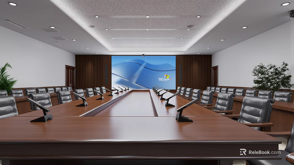 School Conference Room With Modern Setup And Large Screen 3d model 
