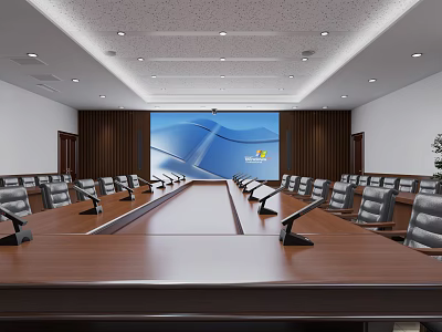 School Conference Room With Modern Setup And Large Screen 3d model