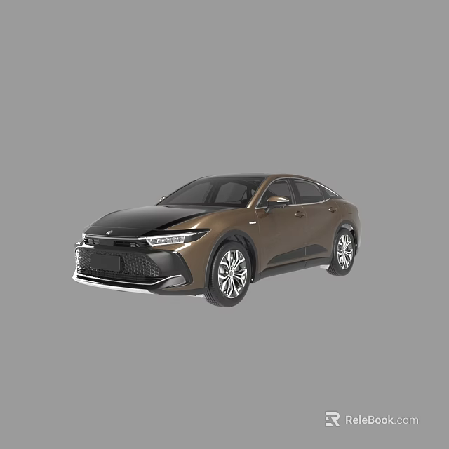 Modern Sleek Two Tone Brown And Black Car With Alloy Wheels And Front Grille 3d model 