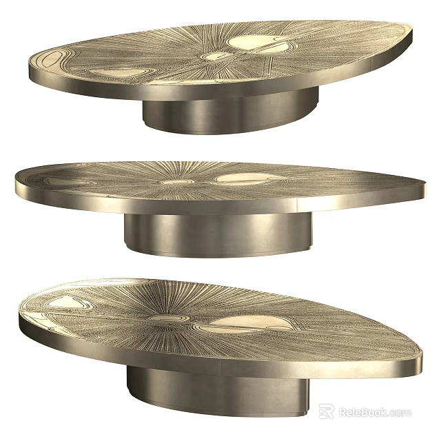 Round Metal Coffee Table With Intricate Carved Patterns And Artistic Detailed Design 3d model 