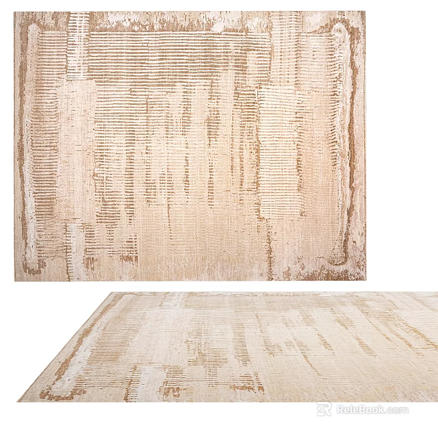 Square Area Rug With Neutral Tones And Textured Design 3d model