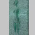 Minimalist Female Figure Painting In Light Teal With Gradient Background