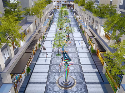 Modern Commercial Street Commercial Landscape Pedestrian Street Cultural Block Tree-lined Square Commercial Waterscape Play Pool Commercial Landscape Lights 3d model