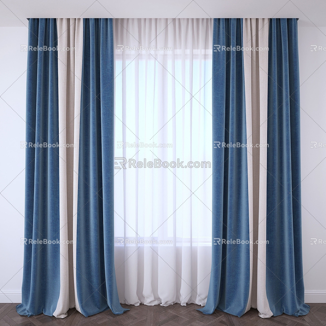 Modern fabric curtains 3d model