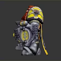 Dwarf Warrior Character With Red Beard Armored Shield Hammer And Yellow Accents