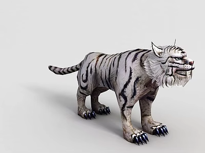 Technology Exhibition Hall Featuring 3D Tiger Model And Interactive Displays 3d model