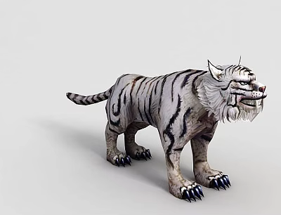 Technology Exhibition Hall Featuring 3D Tiger Model And Interactive Displays 3d model