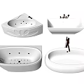 Modern White Bathtubs In Various Shapes Featuring Gold Faucets And Sleek Design