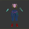 Tactical Character Outfit With Black Green Vest Gray Pants Pink Shoes And Accessories