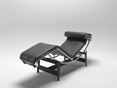 Modern Black Leather Lounge Chair With Sleek Metal Frame And Minimalist Design 3d model
