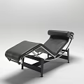 Modern Black Leather Lounge Chair With Sleek Metal Frame And Minimalist Design
