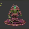 Armored Orc Warrior Character With Curved Blade On Decorative Totem Platform