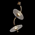 Spiral Design Gold Frame Chandelier With Circular Crystal Shades And Sparkling Accents