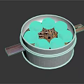 Steamed Buns in Silver Steamer with Wooden Handles and Bamboo Mat