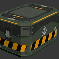 Military Weapon Storage Case With Green Black Design Top Grille And Yellow Warning Stripes