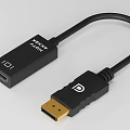 Black HDMI Adapter With Flexible Cable Gold Plated Connector And D Logo