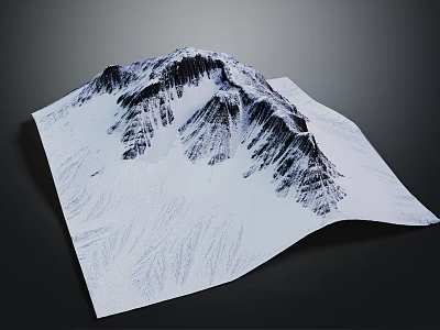 Garden Landscape Design On White Paper With Black Mountain Pattern Curled Edges And Dark Background 3d model
