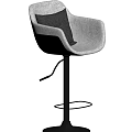 Modern Bar Stool With Gray Cushion White Black Frame And Swivel Metal Base