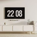 Modern White TV Stand with Decorative Figurine Vase Plant and Wall Mounted TV