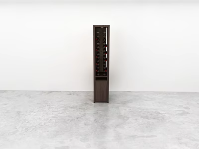 Modern Wooden Wine Cabinet With Vertical Bottle Racks In Minimalist Interior 3d model