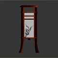 Traditional Chinese Lantern With Red Wooden Frame White Lampshade And Black Patterns