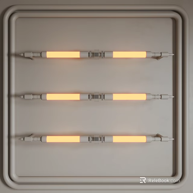 Sleek Modern Illuminated Wall Sconces Mounted On White Wall In Contemporary Interior 3d model 
