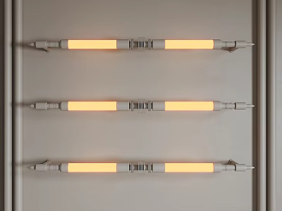 Sleek Modern Illuminated Wall Sconces Mounted On White Wall In Contemporary Interior 3d model
