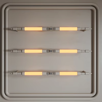 Sleek Modern Illuminated Wall Sconces Mounted On White Wall In Contemporary Interior 3d model