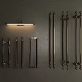 Assorted Decorative Brass Handles With Various Designs And Styles Displayed On Wall 3d model