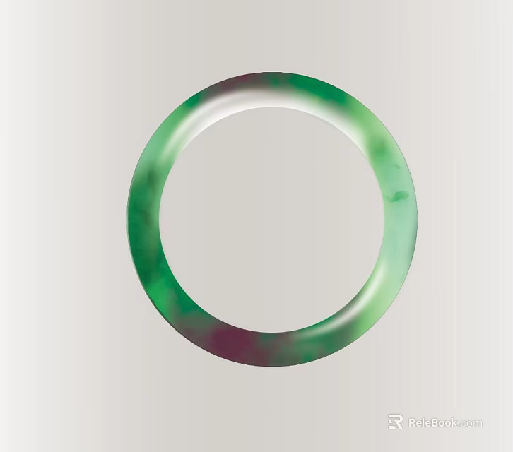 Artisan Crafted Green Jade Bracelet Featuring Smooth Circular Carving Design 3d model 