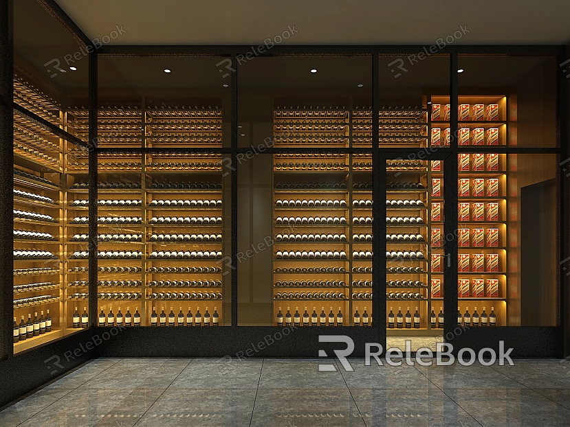 Modern Wine Cellar Stainless Steel Red Wine Cellar Cold Storage Room Constant Temperature Room Constant Temperature Cabinet Display Cabinet Cold Storage Cabinet Red Wine Cellar model