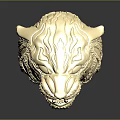 Golden Tiger Head Ring With Intricate Carved Design For Fashion Jewelry Accessory