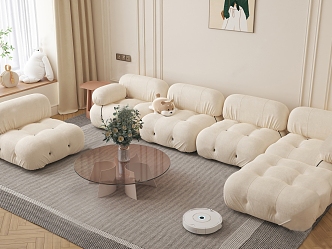 Modern Sofa Coffee Table Combination Cream Sofa Coffee Table Combination 3d model