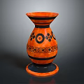 Orange and Black Decorative Vase With Floral Circular Patterns For Home Decor