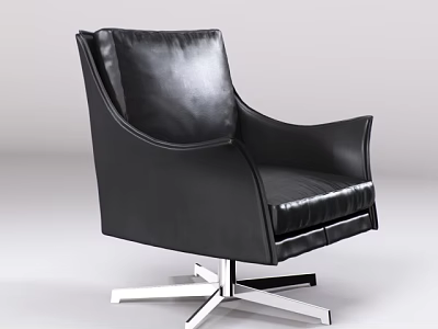 Modern Black Leather Accent Chair With Contemporary Design And Sturdy Metal Base 3d model