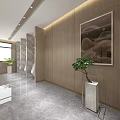 Modern Public Restroom Interior With Marble Countertop Mirrors Wooden Accents And Lighting Design