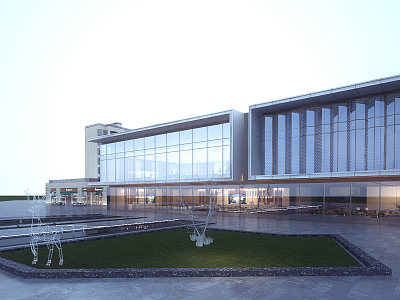 Modern Sales Office Building Sales Office Entrance 3d model
