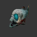 Skull Like Fish With Blue Eyes Colorful Scales And Sharp Teeth