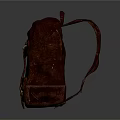 Vintage Brownish Red Leather Backpack With Metal Buckles Multiple Pockets And Shoulder Straps