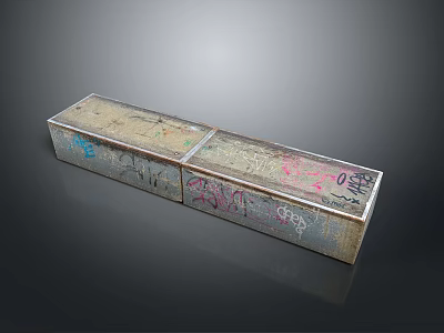 Graffiti Covered Rectangular Object With Colorful Artwork On Weathered Metal Surface 3d model
