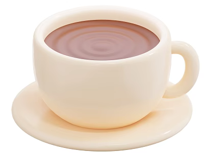 Smooth Creamy Hot Chocolate in White Ceramic Cup with Matching Saucer 3d model