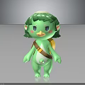 Cute Green Cartoon Fairy Character With Green Hair Cheek Blush And Brown Strap