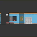 Modern Pet Grooming Shop With Blue Walls Pink Paw Print Seats Gray Lockers Tile Floor