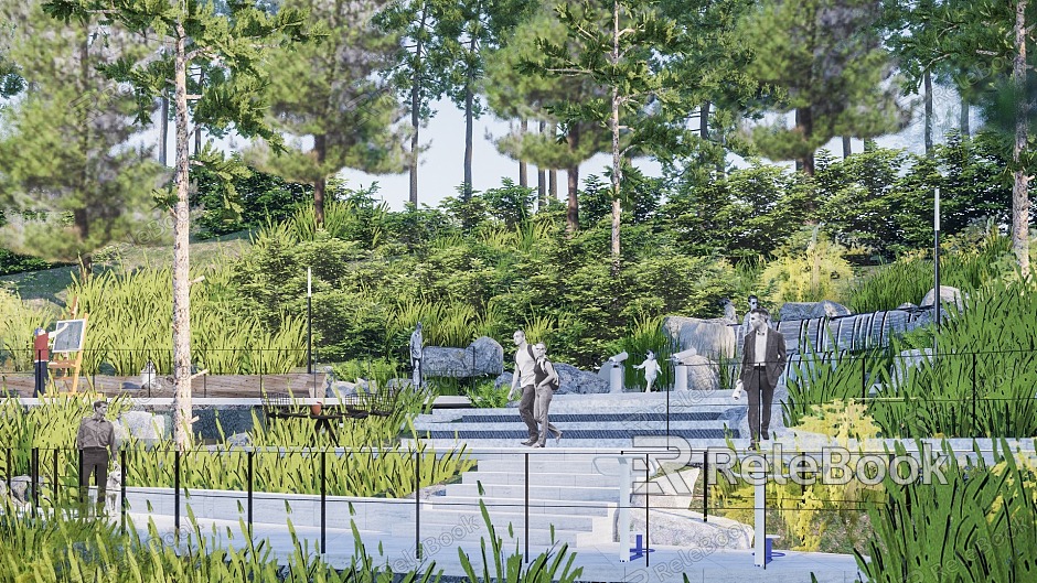 Modern Park Mt. Wetland Park Landscape model