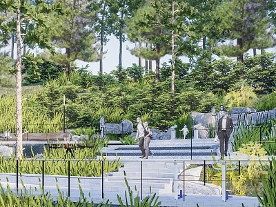 Modern Park Mt. Wetland Park Landscape model