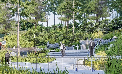 Modern Park Mt. Wetland Park Landscape 3d model